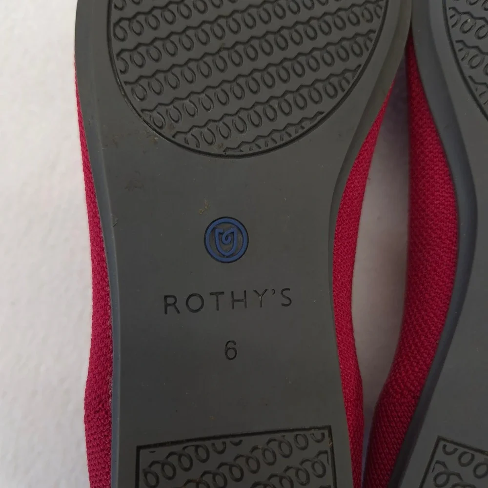 Rothys The Flat Red Knit Round Toe Ballet Flats Womens 6